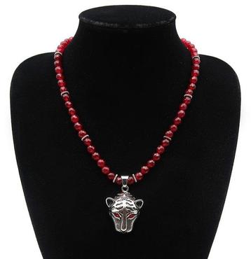 Rubis - Collier bouddhiste protecteur - Léopard, animal