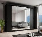 Meubella | Kledingkast mat zwart 250x62x200 schuifdeur, Verzenden, Nieuw