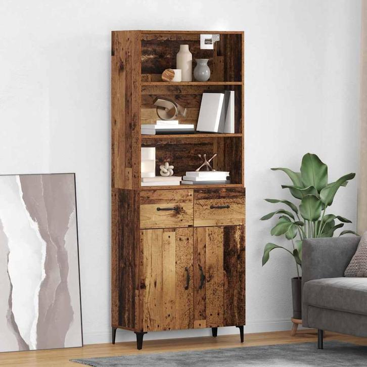 vidaXL Highboard met lade Oud Hout 69,5 x 34 x 180 cm, Huis en Inrichting, Kasten | Dressoirs, Nieuw, Verzenden