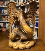 Indonesië - Uniek, handgesneden draakbeeld uit massief hout