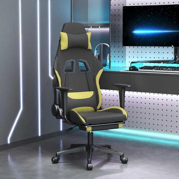 vidaXL Massage gamestoel met voetensteun stof zwart en, Verzenden