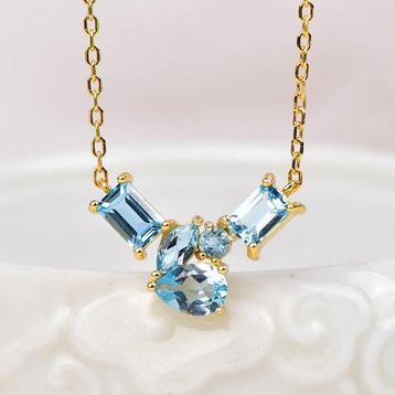 Sans Prix de Réserve - Collier Argent - Topaze - Certifié