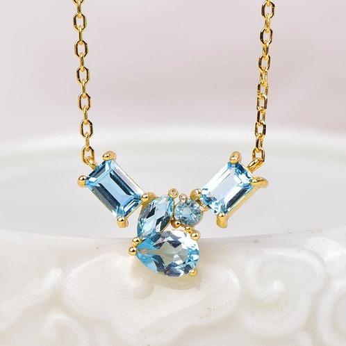 Sans Prix de Réserve - Collier Argent - Topaze - Certifié, Handtassen en Accessoires, Kettingen