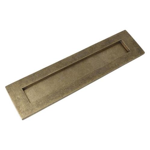 Brievenbus strak messing antiek 320x80mm, Tuin en Terras, Brievenbussen, Nieuw, Overige materialen