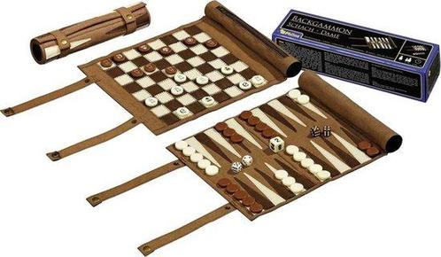 Philos Backgammon, schaak- en dam reisset rol, Kinderen en Baby's, Speelgoed | Kinderpuzzels, Nieuw, Verzenden