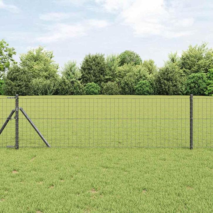 vidaXL Fence Posts 12 pcs Grijs 110 cm Poedercoated staal, Tuin en Terras, Palen, Balken en Planken, Nieuw, Verzenden
