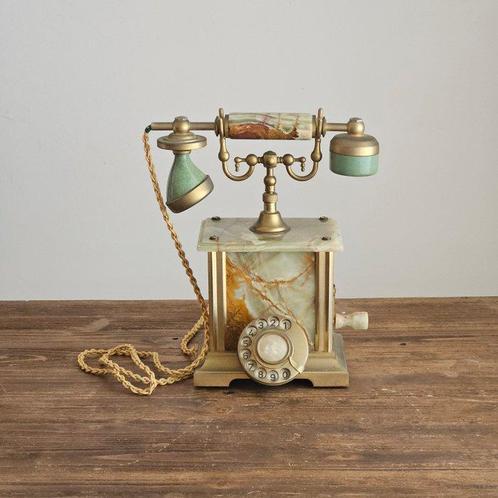 Analoge telefoon - Bakeliet, Messing, Onyx - Retro telefoon, Antiek en Kunst, Kunst | Designobjecten