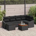 vidaXL 7-delige Tuinset met Kussens - Zwart Poly Rattan en, Tuin en Terras, Verzenden, Nieuw