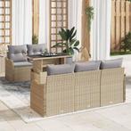 vidaXL Tuinbank Set met kussen 6 pcs Beige poly rattan, Tuin en Terras, Verzenden, Nieuw