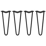 4 x Hairpin poten - 35,5cm - 2 pin - 12mm - Zwart, Maison & Meubles, Pièces pour table, Verzenden