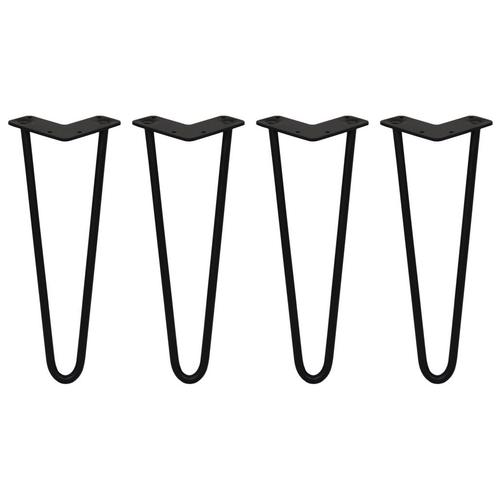 4 x Hairpin poten - 35,5cm - 2 pin - 12mm - Zwart, Maison & Meubles, Pièces pour table, Envoi