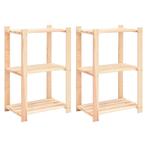 vidaXL Opbergrekken 3-laags 2 st 60x38x90 cm massief, Huis en Inrichting, Verzenden, Nieuw