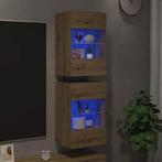 vidaXL Wandkasten met LED-verlichting voor tv 2 st, Huis en Inrichting, Kasten |Televisiemeubels, Verzenden, Nieuw