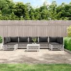 vidaXL 8-delige Loungeset met kussens staal wit, Tuin en Terras, Tuinsets en Loungesets, Verzenden, Nieuw, Loungeset