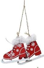 Houten Schaatsen Rood hanger 8 cm per stuk, Nieuw