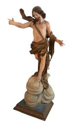 sculptuur, Cristo risorto - 116 cm - Hout, Gips, Verf, Antiek en Kunst