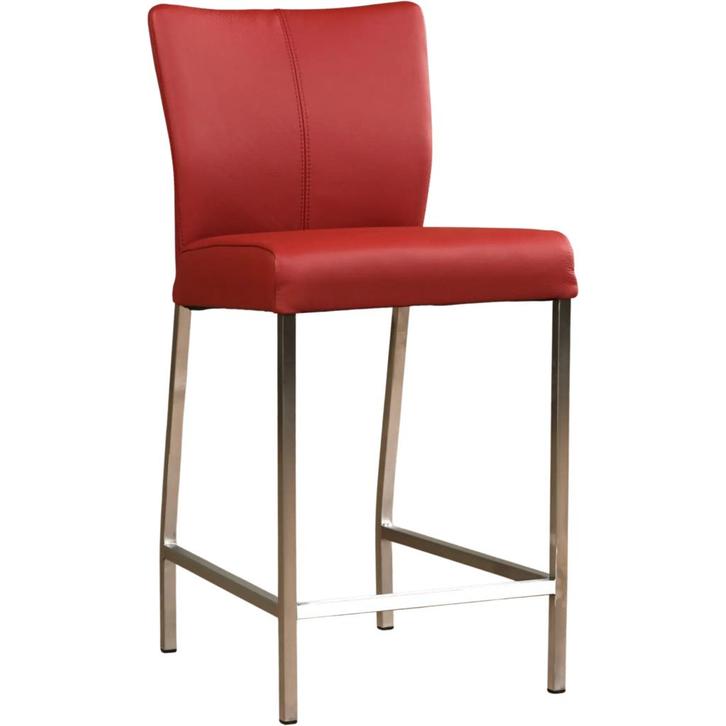 Set van 4 Leren barkrukken Revolt laag - Toledo Red (rood), Huis en Inrichting, Barkrukken, Nieuw, 1 kruk, Leer, 90 cm of meer