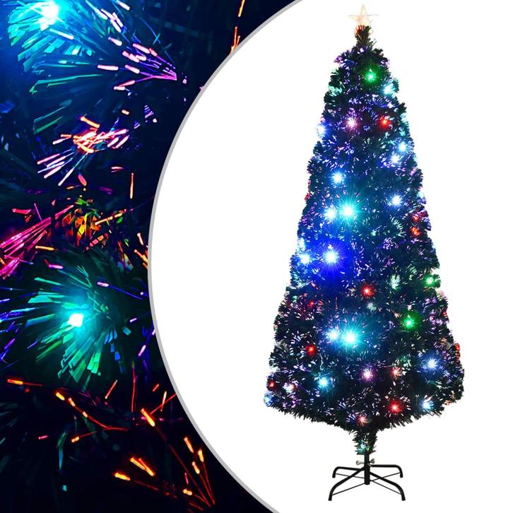 vidaXL Voorverlichte kerstboom met standaard en LED 210 cm, Diversen, Kerst, Nieuw, Verzenden