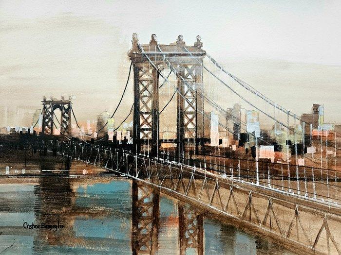 Cristina Bergoglio - The Manhatan Bridge. Sketch- NO Reserve, Antiek en Kunst, Kunst | Schilderijen | Modern