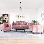 vidaXL 3-delige Loungeset met kussens fluweel roze, Verzenden