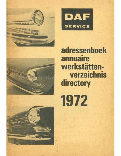 1972 DAF SERVICE ADRESSENBOEK, Autos : Divers, Modes d'emploi & Notices d'utilisation