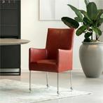 Leren eetkamerstoel Spark - Granada Rouge (rood) - Poten, Huis en Inrichting, Stoelen, Nieuw, Ophalen of Verzenden, Rood, Industrieel, Modern