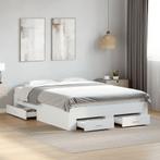 vidaXL Bedframe met lades bewerkt hout wit 135x190 cm, Verzenden, Nieuw
