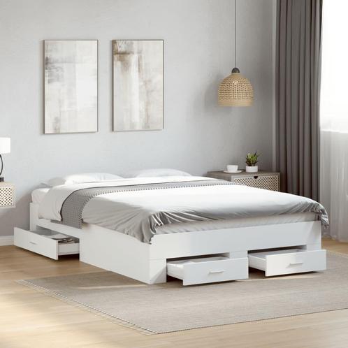 vidaXL Bedframe met lades bewerkt hout wit 135x190 cm, Huis en Inrichting, Slaapkamer | Bedden, Nieuw, Verzenden