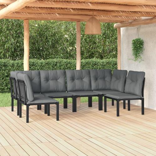 vidaXL 6-delige Loungeset poly rattan zwart en grijs, Tuin en Terras, Tuinsets en Loungesets, Loungeset, Nieuw, Verzenden