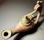 Romain antique Bronze Lampe à huile exclusive, élégamment