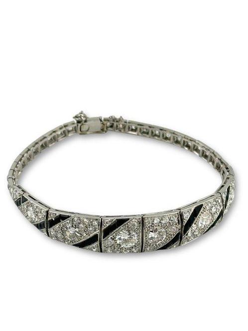 Armband - 18 karaat Geel goud, 18K gouden Art Deco diamanten, Handtassen en Accessoires, Armbanden