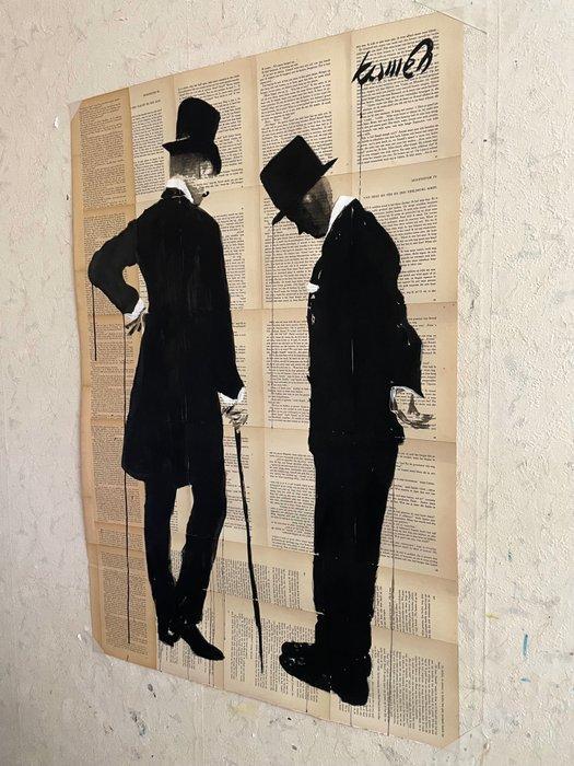 TOMEH - “Two Gentlemen” Original Ink & Acrylic Drawing on, Antiek en Kunst, Kunst | Designobjecten
