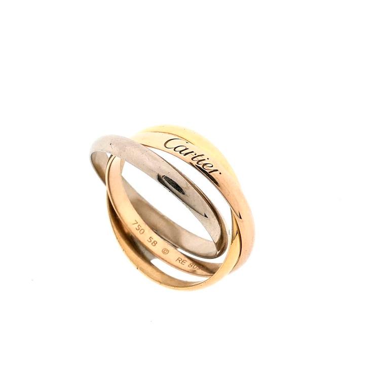 18 Krt. tricolor gouden trinity ring | Cartier (witgoud), Handtassen en Accessoires, Ringen, Dame, Overige kleuren, 18 tot 19