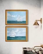 Rene Marie Dujardin (1913-2002) - Paire de voiliers en mer -