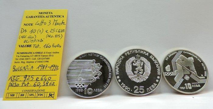Bulgarije. Lot of 3 coins: 10 & 25 Leva 1987/1990 - Summer, Postzegels en Munten, Munten | Europa | Niet-Euromunten