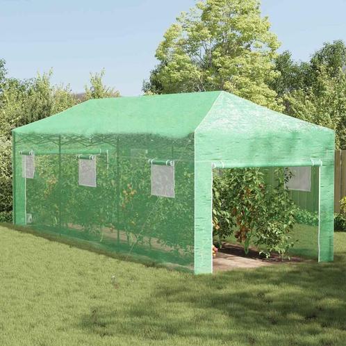 vidaXL Kas met dak Groen 290 x 870 x 315 cm Staal, Tuin en Terras, Kassen, Nieuw, Verzenden