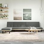 vidaXL Slaapbank L-vormig 255x140x70 cm stof donkergrijs, Verzenden, Nieuw