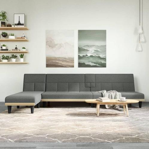vidaXL Slaapbank L-vormig 255x140x70 cm stof donkergrijs, Huis en Inrichting, Zetels | Zetels, Nieuw, Verzenden