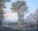 Scuola francese (XVIII) - Paesaggio con tempio di Apollo, Antiek en Kunst