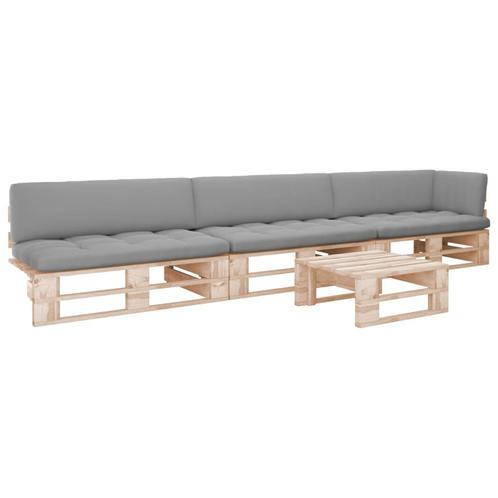vidaXL 4-delige Loungeset pallet met kussens geïmpregneerd, Tuin en Terras, Tuinsets en Loungesets, Loungeset, Nieuw, Verzenden