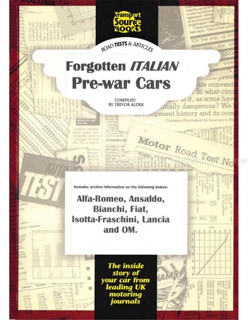 FORGOTTEN ITALIAN PRE-WAR CARS, ROAD TESTS & ARTICLES (TSB, Livres, Autos | Livres