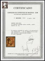 Spanje 1860 - Isabel II 19e Castaño over zalmón met, Gestempeld