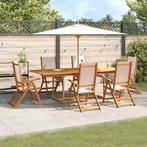 vidaXL 7-delige Tuinset massief acaciahout en textileen, Verzenden, Nieuw, Tuinset