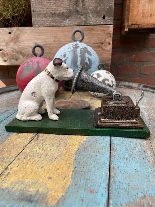 Decoratief ornament - Hond met grammofoonspeler, Antiek en Kunst, Kunst | Designobjecten