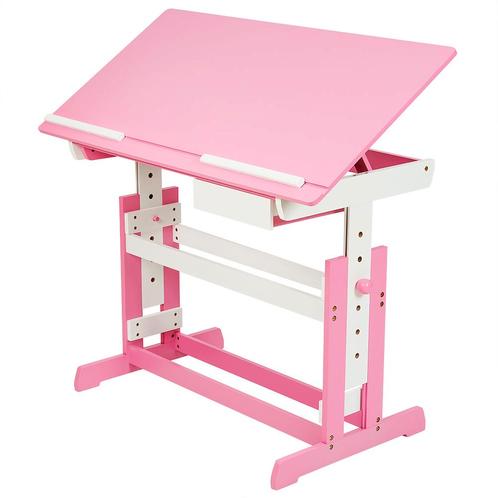 tectake Bureau in hoogte verstelbaar 109x55x63-94cm - pink, Huis en Inrichting, Bureaus, Verzenden