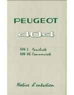1967 PEUGEOT 404 FAMILIALE | COMMERCIALE INSTRUCTIEBOEKJE