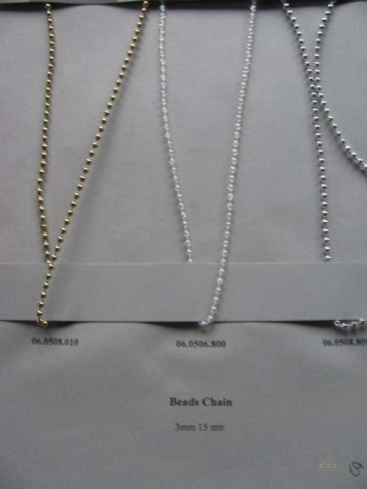 Parelketting parelguirlande 3 mm rol 15 meter - 800, Huis en Inrichting, Woonaccessoires | Kunstplanten en Kunstbloemen, Nieuw