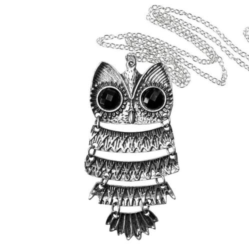 Fako Bijoux® - Ketting - Dansende Uil XL - Zilverkleurig, Handtassen en Accessoires, Kettingen, Verzenden