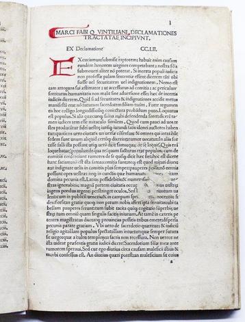 Quintiliano - [Incunable] M. Fabi Quintiliani Declamationes