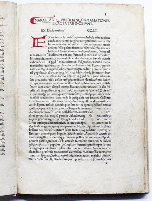 Quintiliano - [Incunable] M. Fabi Quintiliani Declamationes, Antiek en Kunst, Antiek | Boeken en Manuscripten